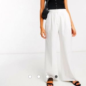 100% linen white slide pants